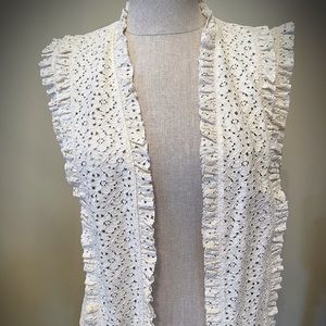 Cream eyelet & ruffle vest